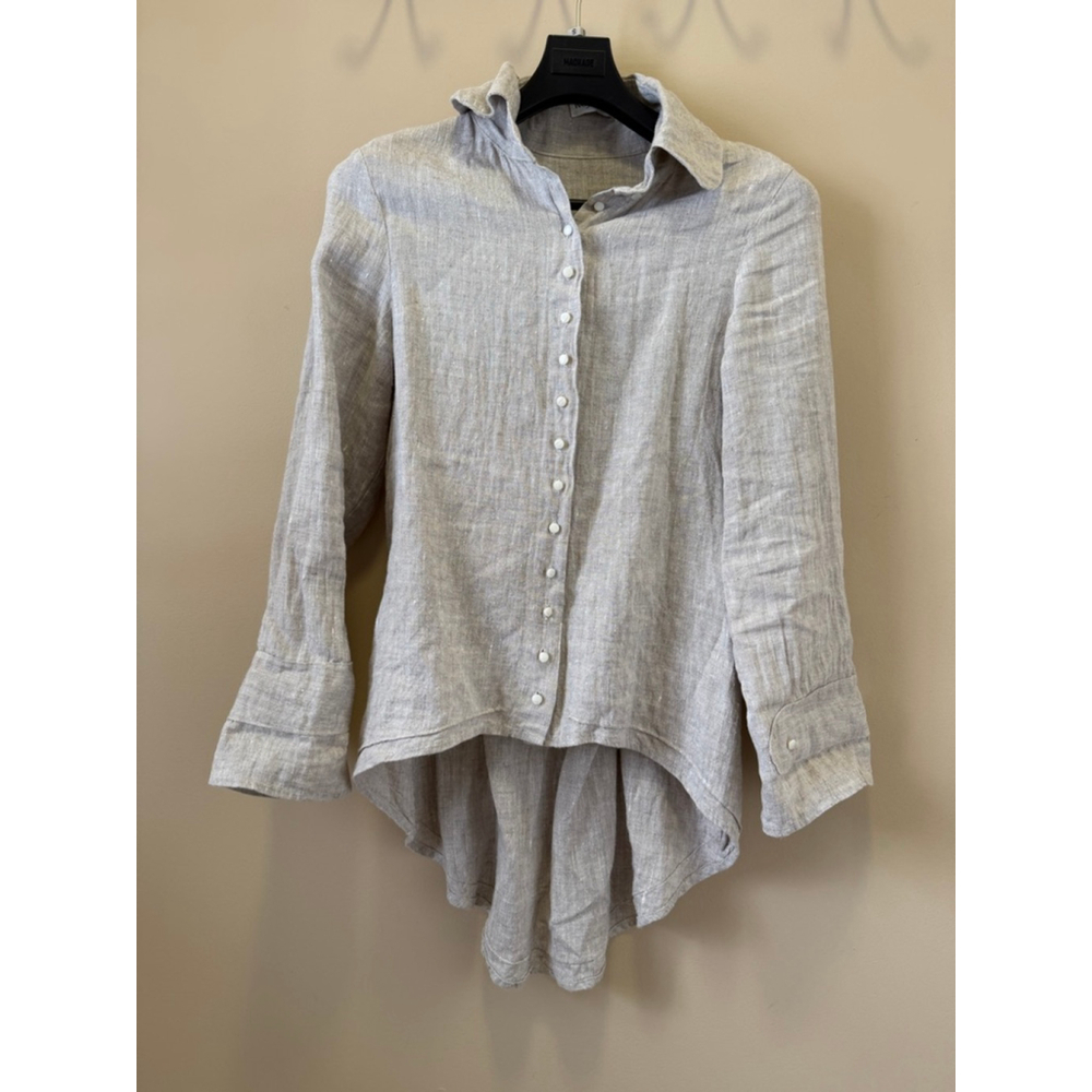 Women's Ivey Abitz Beige Linen Button Down Shirt XS/S